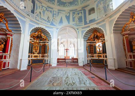 Würzburg, 11. Juli 2021: Marienkirche oder Marienkirche auf der Festung Marienberg in Würzburg. Würzburg oder Würzburg ist eine Stadt in Franken Stockfoto