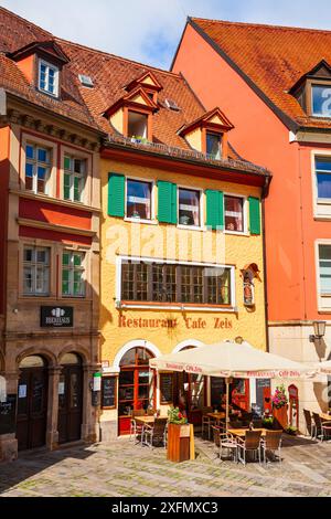 Bamberg, Deutschland - 12. Juli 2021: Restaurant Cafe Zeis in der Bamberger Altstadt. Bamberg ist eine Stadt an der Regnitz in Oberfranken, Bayern in Deutschland Stockfoto