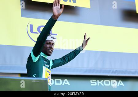 Dijon, Frankreich. Juli 2024. Etappe 6 des Tour de France Radrennens 2024, von Macon nach Dijon, Frankreich (163, 5 km) am Donnerstag, 4. Juli 2024. Die 111. Ausgabe der Tour de France beginnt am Samstag, den 29. Juni und endet am 21. Juli in Nizza. BELGA FOTO DAVID PINTENS Credit: Belga News Agency/Alamy Live News Stockfoto