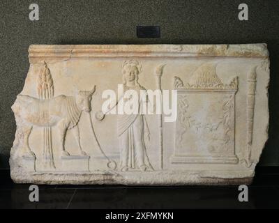 Das Begama Museum in Bergama, Türkei, ist ein Ort, an dem Stücke aus der antiken Stadt Pergamon ausgestellt werden. Stockfoto