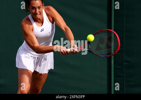 Wimbledon, London, Großbritannien. Juli 2024. Frankreichs Caroline Garcia hat heute in der zweiten Runde gegen Bernarda Pera aus den Vereinigten Staaten in Wimbledon gespielt. Quelle: Adam Stoltman/Alamy Live News Stockfoto