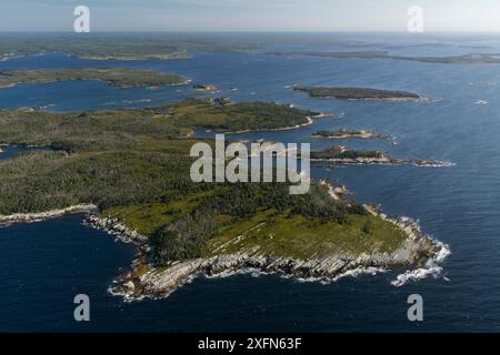 Luftaufnahme der Ostküste von Nova Scotia, Kanada, September. Stockfoto