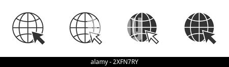 Gehe zu Web-Symbol. Globus-Symbol. Illustration des flachen Vektors Stock Vektor