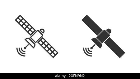 Satellitensymbol. Broadcast-Symbol. Künstlicher Satelit in der Erdumlaufbahn. Vektorabbildung Stock Vektor