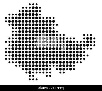 Symbolkarte des Bundeslandes Thüringen (Deutschland) mit einem Muster schwarzer Kreise Stock Vektor