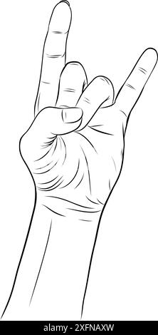 Symbol für Gesten. Schwere Metall-Handgeste, Zeichen der Teufelshörner Gestenlinie Kunst Vektor-Symbol Stock Vektor