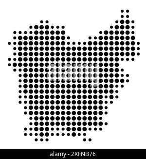 Symbolkarte der Provinz Ostflandern (Belgien), die den Staat/die Provinz mit einem Muster schwarzer Kreise zeigt Stock Vektor