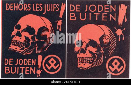 Antisemitische Propaganda im deutsch besetzten Belgien während des Zweiten Weltkriegs. Antisemitsche Propaganda im von Deutschland besetztem Belgien im 2. Weltkieg. Stockfoto