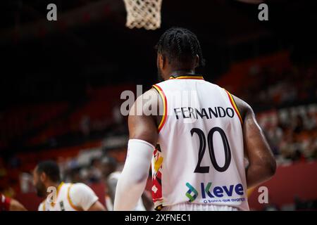 Bruno Fernando aus Angola wurde während des Spiels zwischen den Bahamas und Polen im Pabellon Fuente de San Luis gesehen. Endpunktzahl; Angola 70 : 74 Stockfoto