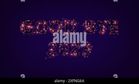 Auf Wiedersehen 2023 Texthintergrund mit Feuerwerk Stockfoto