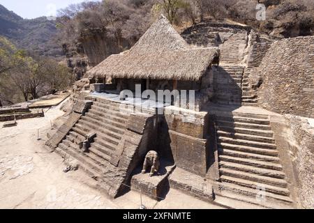 Haus der Adler oder Malinalco Tempel, Malinalco Mexiko. Präkolumbischer mesoamerikanischer aztekischer Zivilisationstempel aus dem 16. Jahrhundert (1501); Mexiko Stockfoto