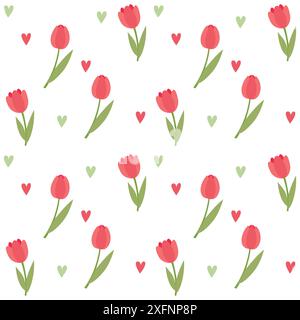 Nahtloses Muster mit roten Tulpen Stock Vektor