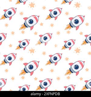 Nahtloses Vektormuster mit Rakete Stock Vektor