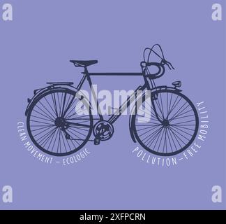 Fahrrad Silhouette Vektor Illustration. Kunst in Anspielung auf Ökologie und Mobilität. Stock Vektor