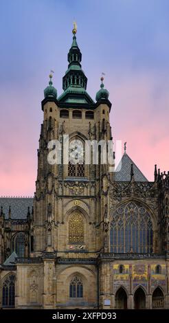 Prager Burg, gotische Metropolitan Kathedrale der Heiligen Veit, Wenzel und Adalbert, Prag, Tschechische Republik Stockfoto