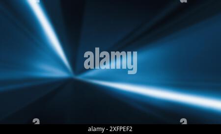 Dunkelblaue abstrakte Neonlichter Hintergrund, Technologie Business Grainy Gradient dynamische Perspektive, Kopierbereich Stockfoto