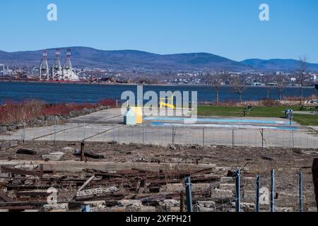 AC DAVIE historische Werft im Quai Paquet Park in Levis, Quebec, Kanada Stockfoto