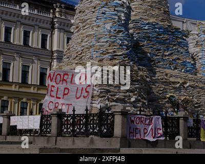 Manifestation um Hilfe in Kiew, Ukraine. Stockfoto