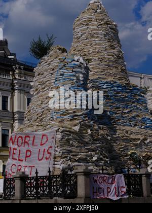 Manifestation um Hilfe in Kiew, Ukraine. Stockfoto