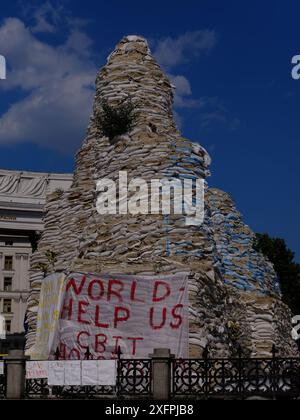 Manifestation um Hilfe in Kiew, Ukraine. Stockfoto