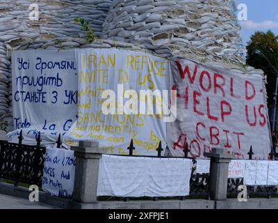 Manifestation um Hilfe in Kiew, Ukraine. Stockfoto
