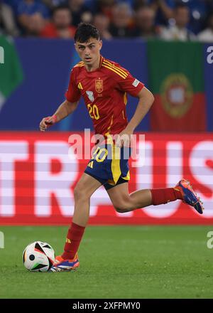 Gelsenkirchen, Deutschland, 20. Juni 2024. Pedri von Spanien während des UEFA-Europameisterschaftsspiels in der Arena Aufschalke, Gelsenkirchen. Der Bildnachweis sollte lauten: Jonathan Moscrop / Sportimage Stockfoto