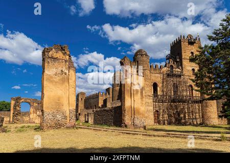 Schloss Fasilides, gegründet von Kaiser Fasilides in Gondar, einst die ehemalige kaiserliche Hauptstadt und Hauptstadt der historischen Provinz Begemder Stockfoto