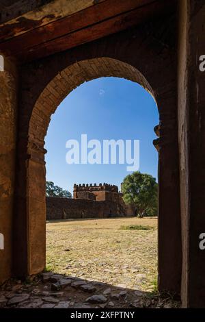 Schloss Fasilides, gegründet von Kaiser Fasilides in Gondar, einst die ehemalige kaiserliche Hauptstadt und Hauptstadt der historischen Provinz Begemder Stockfoto