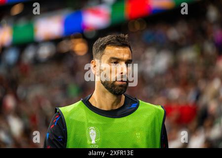 Frankfurt, Deutschland. Juli 2024. Torhüter Rui Patricio aus Portugal war beim Achtelfinale der UEFA Euro 2024 zwischen Portugal und Slowenien im Deutsche Bank Park in Frankfurt zu sehen. Stockfoto