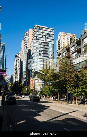 Vancouvers Stadtteil Yaletown im Sommer, Vancouver BC, Kanada. Stockfoto