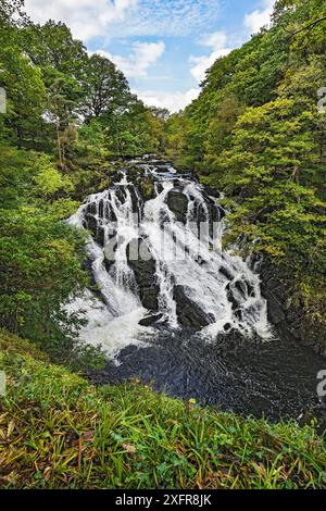 Wwallow Falls am Afon (River) Llugwy West, Betws-y-coed Snowdonia National Park, North Wales, Großbritannien, September 2017. Stockfoto