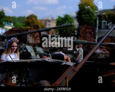 Manifestation um Hilfe in Kiew, Ukraine. Stockfoto