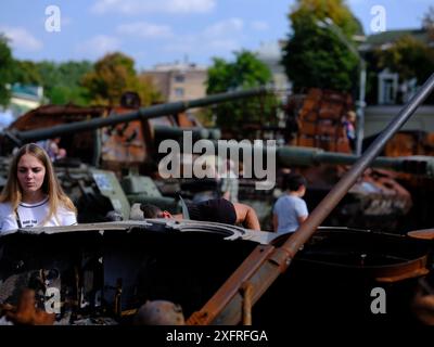 Manifestation um Hilfe in Kiew, Ukraine. Stockfoto