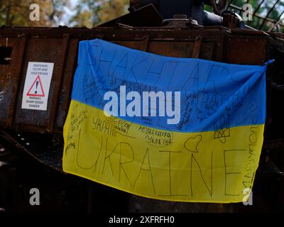 Manifestation um Hilfe in Kiew, Ukraine. Stockfoto