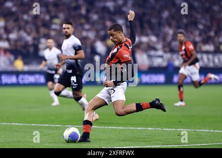 Sao Paulo, Brasilien. Juli 2024. SP - SAO PAULO - 07/04/2024 - BRASILIANER A 2024, CORINTHIANS x VITORIA - Vitoria Spieler während eines Spiels gegen Corinthians im Stadion Arena Corinthians für die brasilianische A 2024 Meisterschaft. Foto: Marcello Zambrana/AGIF (Foto: Marcello Zambrana/AGIF/SIPA USA) Credit: SIPA USA/Alamy Live News Stockfoto