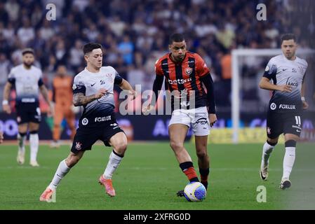 Sao Paulo, Brasilien. Juli 2024. SP - SAO PAULO - 07/04/2024 - BRASILIANER A 2024, CORINTHIANS x VITORIA - Vitoria Spieler während eines Spiels gegen Corinthians im Stadion Arena Corinthians für die brasilianische A 2024 Meisterschaft. Foto: Marcello Zambrana/AGIF (Foto: Marcello Zambrana/AGIF/SIPA USA) Credit: SIPA USA/Alamy Live News Stockfoto