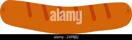 Gegrillte Würstchen mit Bratstreifen in trendigen Farben. Design-Konzept für Street- oder Fast-Food-Symbole. Vektor-EPS isolierter transparenter Hintergrund. Karten, Poster, Banner, Preisschild, Etikett oder Web, aktionsidee Stock Vektor