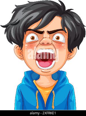 Illustration eines Jungen, der Wut ausdrückt Stock Vektor