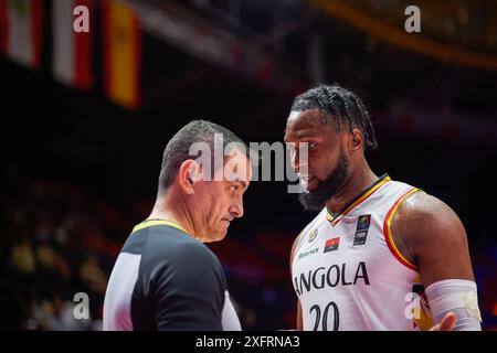 Valencia, Spanien. Juli 2024. Bruno Fernando vom angolanischen Team wurde während des Spiels zwischen Angola und Libanon bei Pabellon Fuente de San Luis gesehen. Endergebnis; Angola 70: 74 Libanon. Quelle: SOPA Images Limited/Alamy Live News Stockfoto