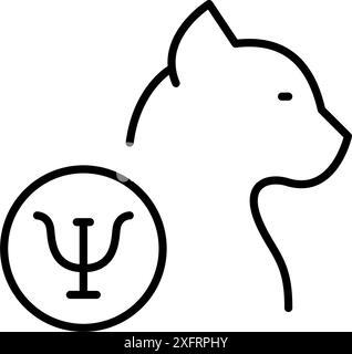 Katzenpsychotherapeut. Psychische Gesundheit und Wohlbefinden von Haustieren. Tierklinik. Pixel Perfect Vektor-Symbol Stock Vektor