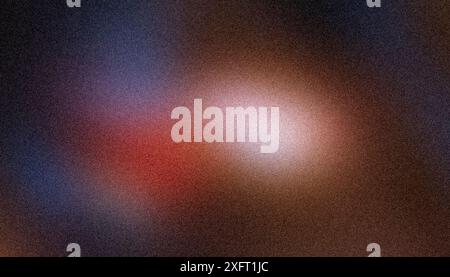 Abstrakter Hintergrund mit verschwommenen roten und weißen Lichtflecken, körnigem Rauschen, rauer Textur Stockfoto