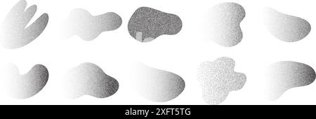 Sammlung frei geformter organischer Elemente mit Noise Stipple Dots. Vektor-Halbton- und Stippeleffekt Stock Vektor