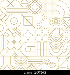 Nahtloses Muster Der Bauhaus Gold Line Stock Vektor
