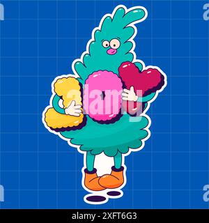 Weihnachtlicher, grooviger psychedelischer Baum mit Freudenbriefen. Stock Vektor