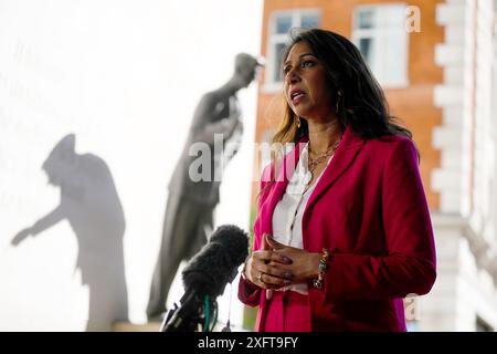 Aktenfoto vom 05/24 der ehemaligen Innenministerin Suella Braverman. Ausgabedatum: Donnerstag, 4. Juli 2024. Stockfoto