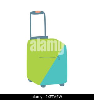 Gepäck oder Reisetasche im Cartoon-Stil auf weißem Hintergrund. Bunte Doodle Koffer oder Gepäck flache Vektorillustration. Reise, Sommerurlaub, Reise, Stock Vektor