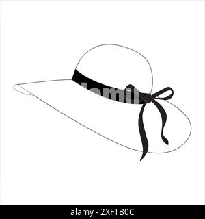 Cartoon-Hüte. Weibliche und männliche Kopfbedeckung, Derby und Cowboy, Strohhut, Kappe, panama und Zylinder. Sommer Frauen Vintage Mode Hüte Vektor Illustration Stock Vektor
