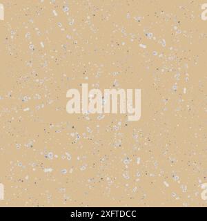 Nahtloses Aquarellmuster mit abstrakten Schneeflocken, Spritzern und Flecken, Pinselstrich auf beigefarbenem Hintergrund. Handgemalte Abbildung Stockfoto