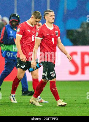 Marcel Sabitzer, AUT 9 Alexander Prass, AUT 8 im Best of 16 Spiel ÖSTERREICH - TÜRKIJE 1-2 der UEFA-Europameisterschaften 2024 am 02. Juli 2024 in Leipzig. Fotograf: Peter Schatz Stockfoto