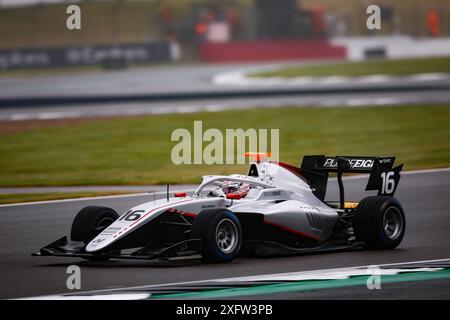 16 SHIELDS Cian (gbr), Hitech Pulse-Eight, Dallara F3 2019, Action während der 7. Runde der FIA Formel-3-Meisterschaft 2024 vom 5. Bis 7. Juli 2024 auf dem Silverstone Circuit in Silverstone, Großbritannien - Foto Eric Alonso / DPPI Stockfoto